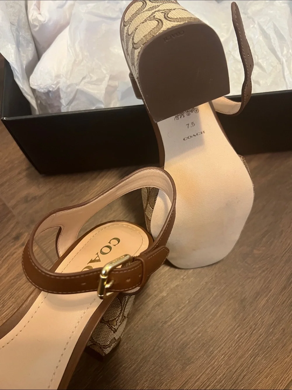 Coach Marla Sandal in Signature Jacquard NWT